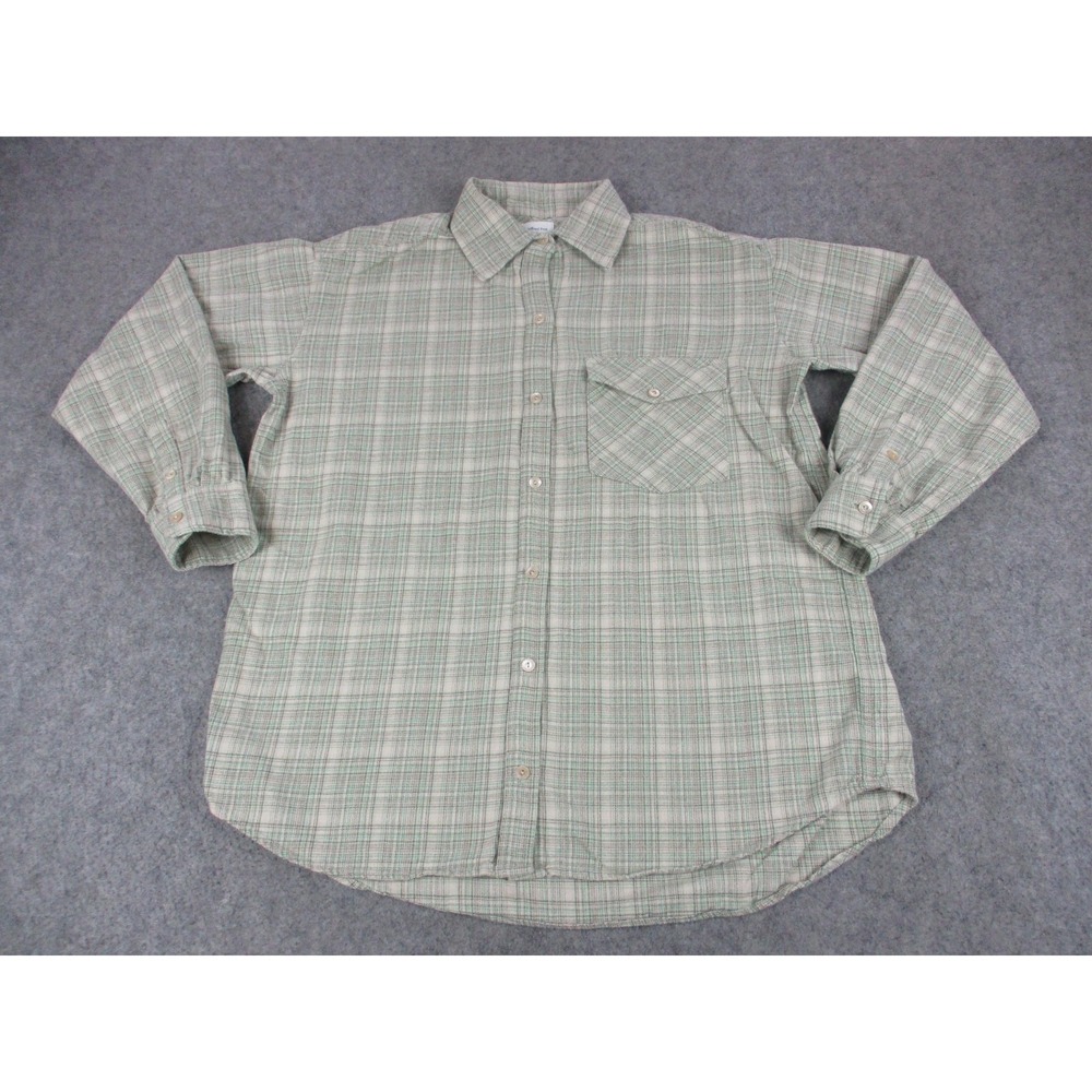 Wilfred Free Shirt Womens Large 1 Green Plaid Cotton Flannel Button Up Relaxed
